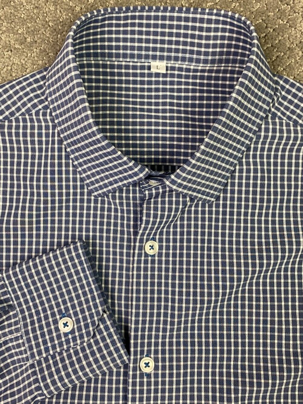 State & Liberty Button Down Shirt Mens Large Blue White Gingham Check Plaid